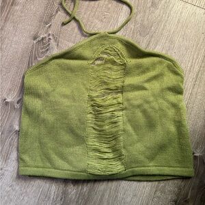SHEIN sweater halter top in a suttle lime green color